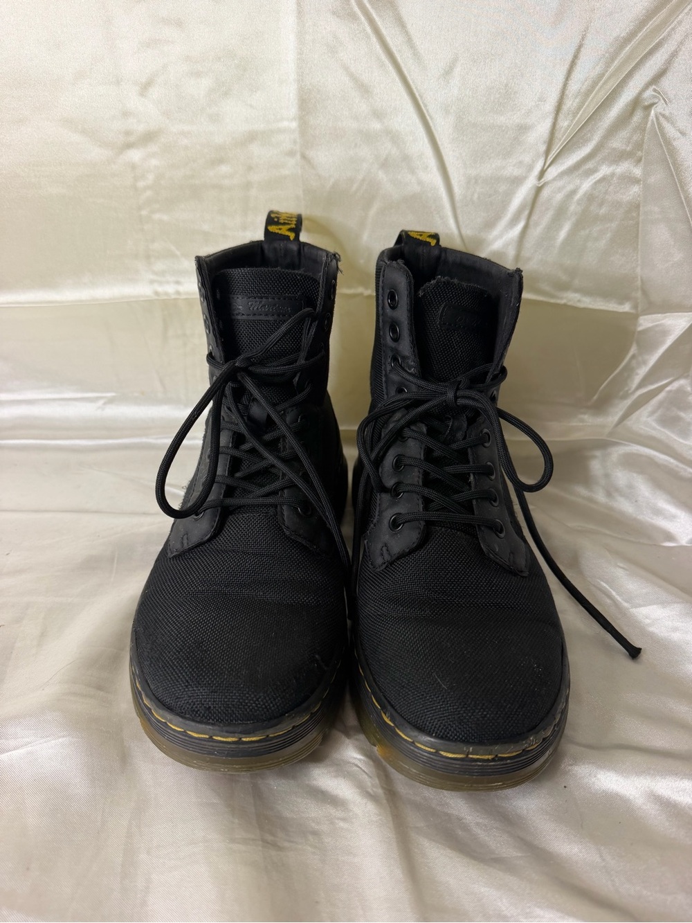 Dr Martens Combs Boots Womens 8 Mens 7 Black Canvas Combat AirWair